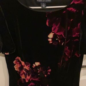 Velvet black dress knee length